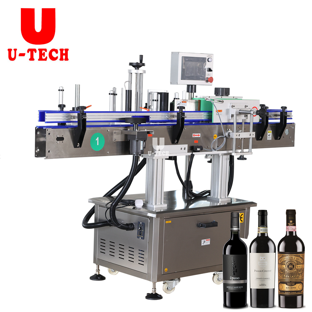 Automatic liquor sake red wine vodka round glass bottle sticker labeling machine