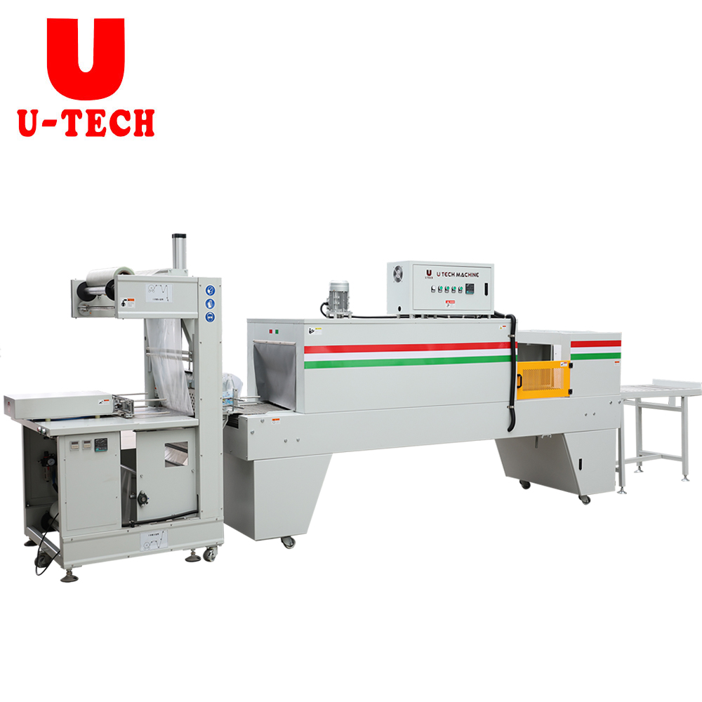 Automatic heat film shrink tunnel wrapper and heat shrink packing machine