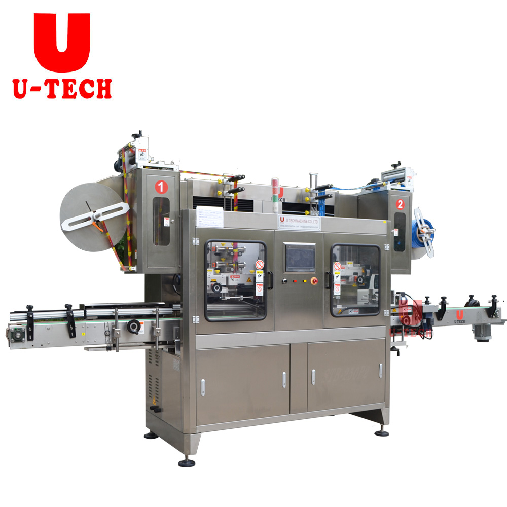 Automatic High-speed Glass Plastic Round Square Bottle Pvc Shrink Double Sides Sleeve Labeling Machine