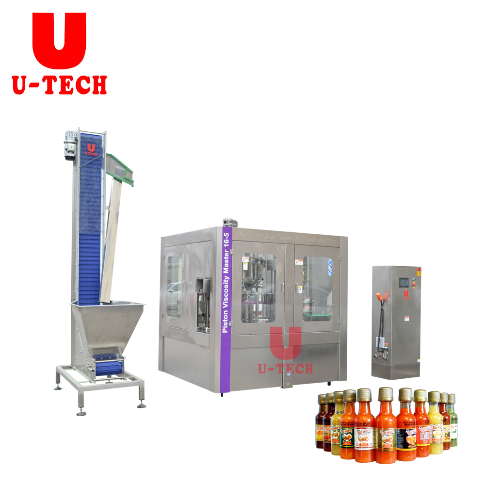 U TECH MACHINE Automatic Rotary Liquid Piston Salad Chili Caviar Tomato Sauce Filling Sealing Machine Line Price