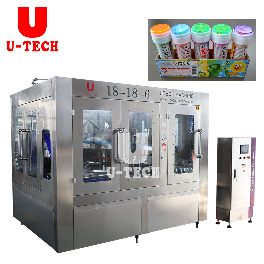 Automatic rotary children toys bubble water filling capping machine equipment line